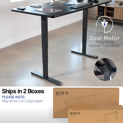 Large sturdy sit or stand active workstation with adjustable height using touch screen control panel. Desk parts ship in two separate boxes and may arrive on separate days.